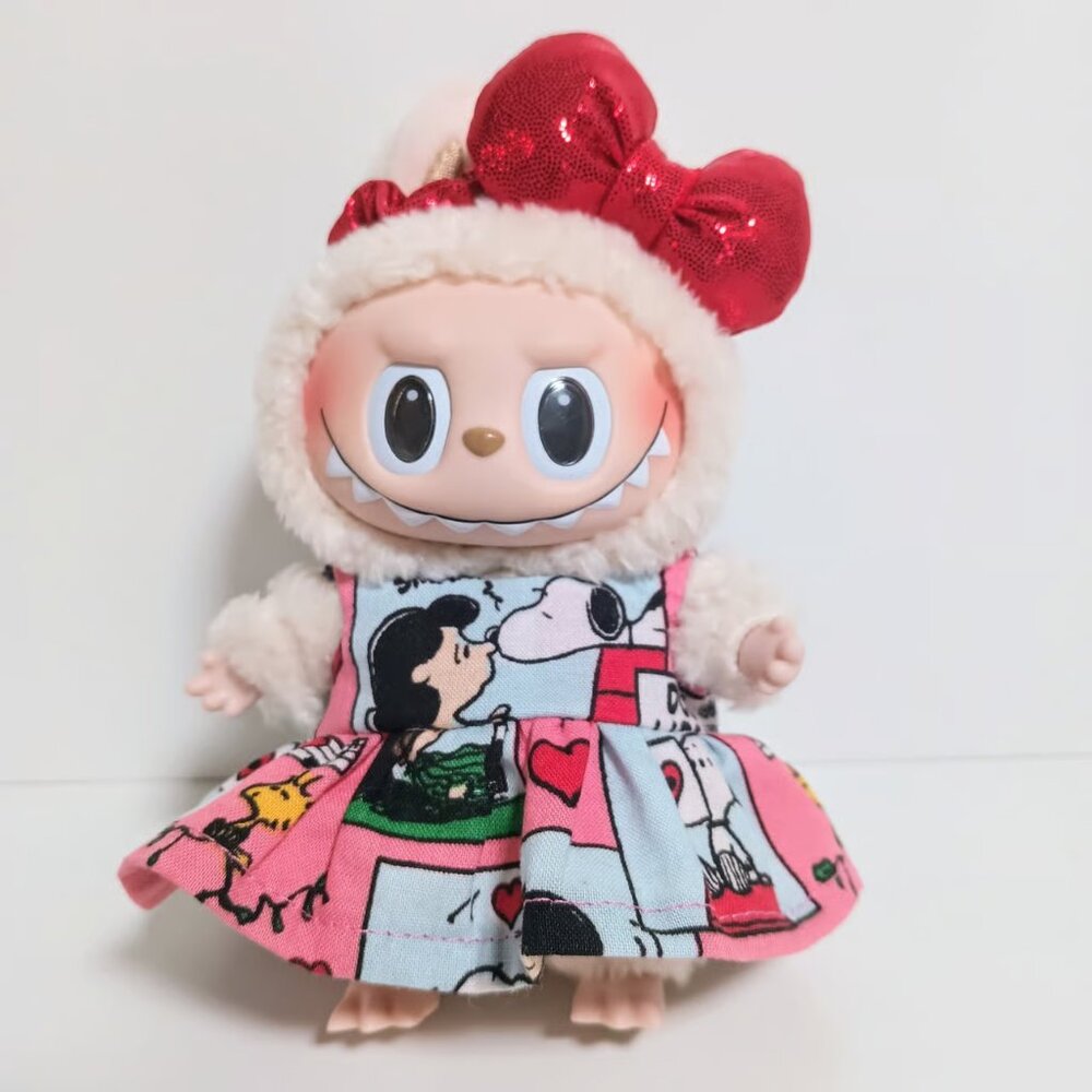 Custom Peanuts Snoopy Dress and Bow to fit Labubu